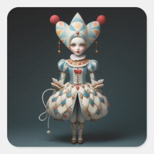 Adesivo Quadrado Ballet do Quebra-Nozes - Boneca Harlequim Moda