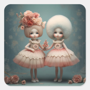 Adesivo Quadrado Ballet Quebra-Nozes Dançarinas Flor de Moda