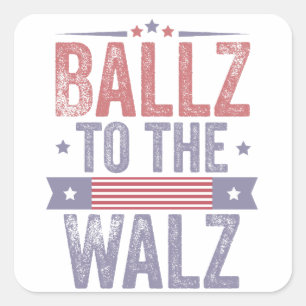 Adesivo Quadrado Ballz para a eleição Walz Harris Waltz 2024
