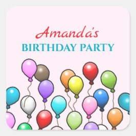 Adesivo Quadrado Balões de Aniversário