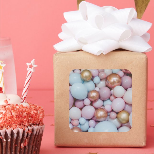 Adesivo Quadrado Balões de aniversário felizes multicoloridos (Festa)