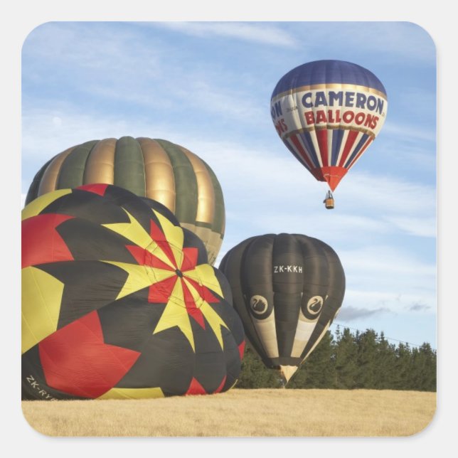 Adesivo Quadrado Balões de ar quente perto de Wanaka, Ilha do Sul,  (Frente)
