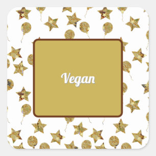 Adesivo Quadrado Balões de Decoração de Festa & Estrelas Comida Veg