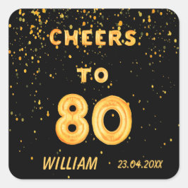 Adesivo Quadrado Balões de ouro 80 festa de aniversário torcida a p