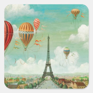 Adesivo Quadrado Balões de vintagem PixDezines/eiffel/paris