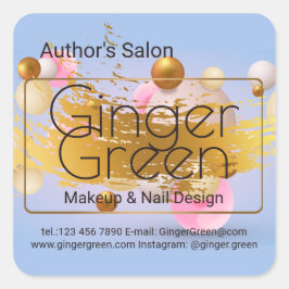 Adesivo Quadrado Balões Dourados Azuis Rosa