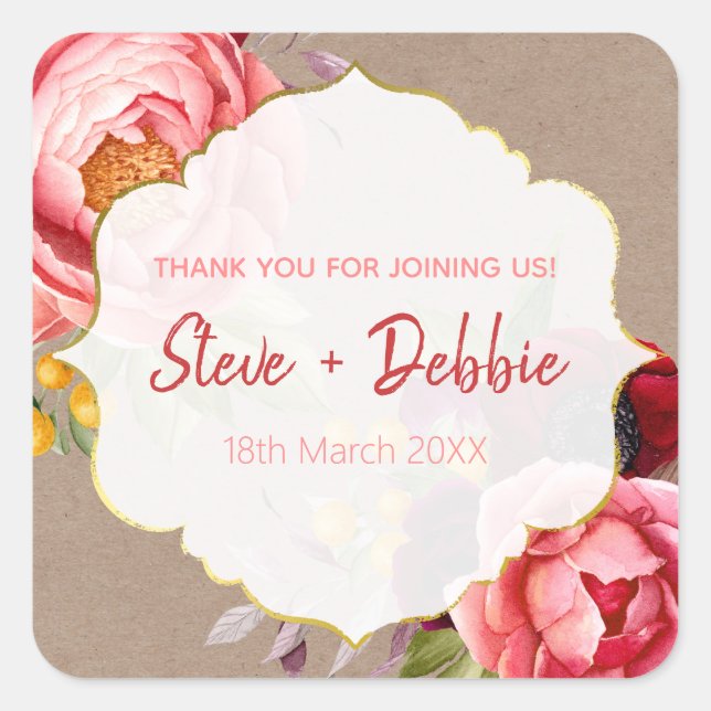 Adesivo Quadrado Bálsamo Labial de Agradecimento de Casamento (Frente)