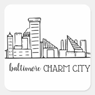 Adesivo Quadrado Baltimore Skyline