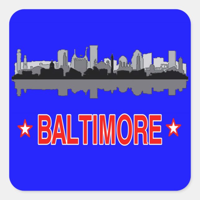 Adesivo Quadrado Baltimore Skyline Viagem Stickers (Frente)