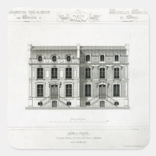 Adesivo Quadrado Balzac das ruas dos hotéis Prives, 10 & 12, Paris