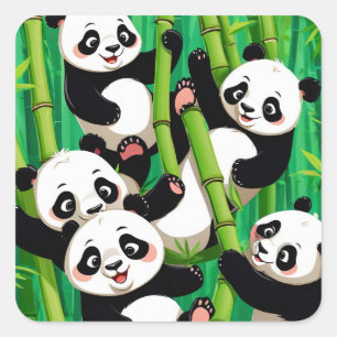 Adesivo Quadrado Bamboo Panda
