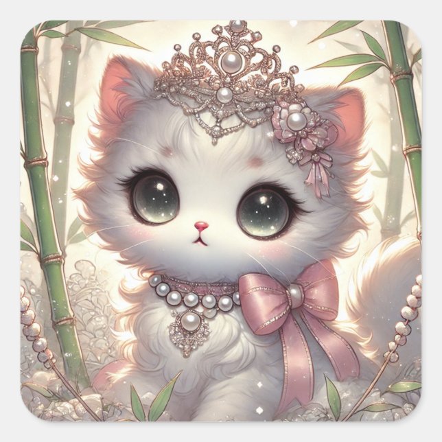 Adesivo Quadrado Bamboo Princess Cat (Frente)