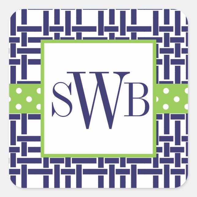 Adesivo Quadrado Bambu & Grosgrão Monogramas (Frente)