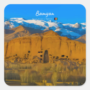 Adesivo Quadrado Bamyan, Afeganistão - Vale do Penhasco de Buda