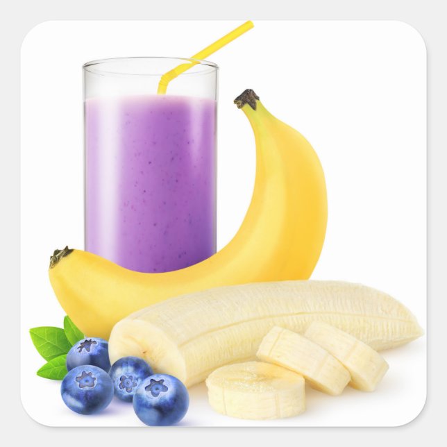 Adesivo Quadrado Banana blueberry smoothie (Frente)