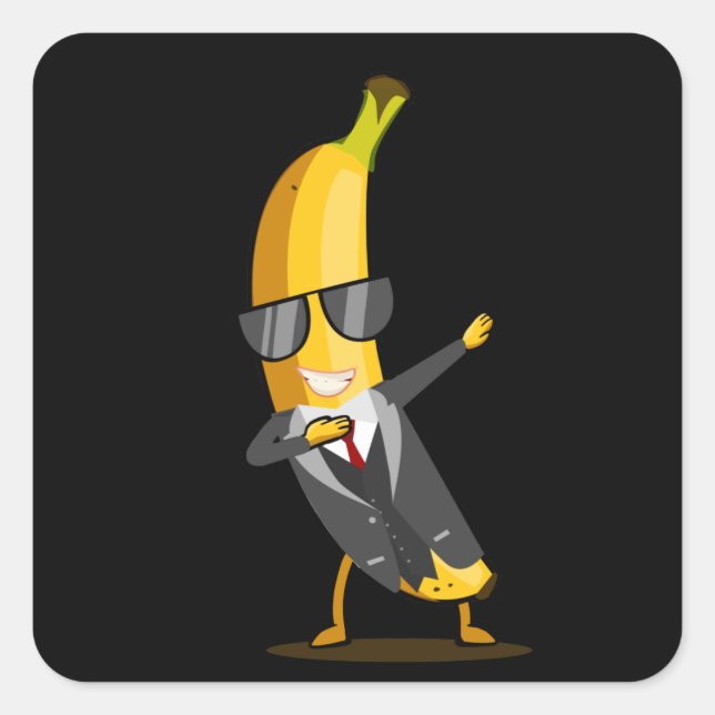 Adesivo Quadrado Banana legal com Fato - Fruta Dab Funny Dancing (Frente)
