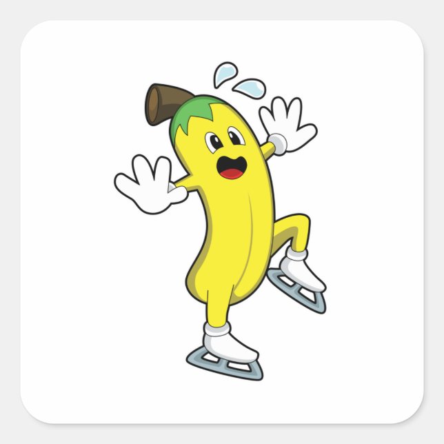 Adesivo Quadrado Banana na patinação no gelo com skates de gelo.PNG (Frente)