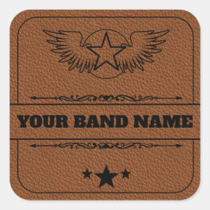 Adesivo Quadrado Banda de nome personalizado Merch Rock Country Mú