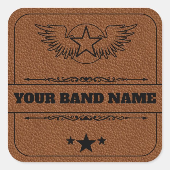 Adesivo Quadrado Banda de nome personalizado Merch Rock Country Mús (Frente)