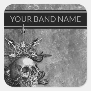 Adesivo Quadrado Banda Merch Rock Skull Music Squa