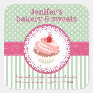 Adesivo Quadrado Bandas de bolinhas de cupcakes de Vintage