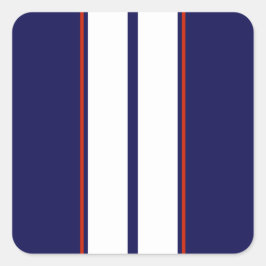 Adesivo Quadrado Bandas de corridas vermelho, branco e azul