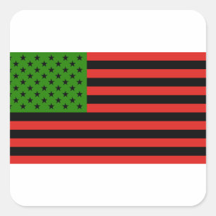 Adesivo Quadrado Bandeira Afro-Americana - Preto Vermelho e Verde