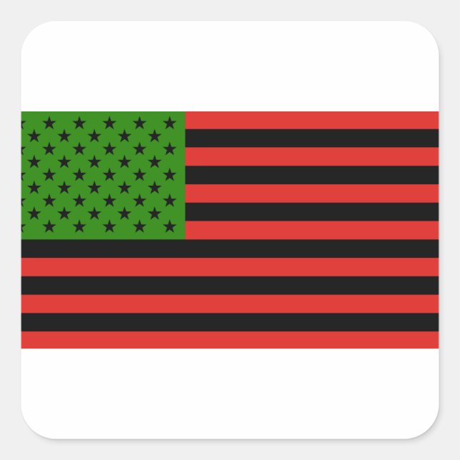 Adesivo Quadrado Bandeira Afro-Americana - Preto Vermelho e Verde (Frente)