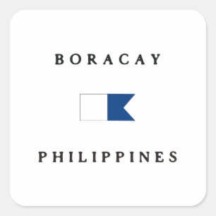 Adesivo Quadrado Bandeira alfa do mergulho de Boracay Filipinas