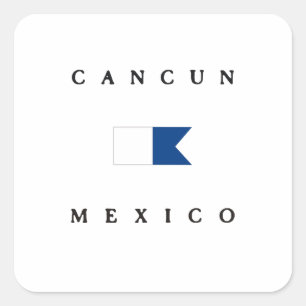 Adesivo Quadrado Bandeira alfa do mergulho de Cancun México