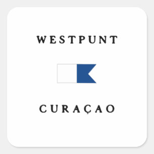 Adesivo Quadrado Bandeira alfa do mergulho de Westpunt Curaçau