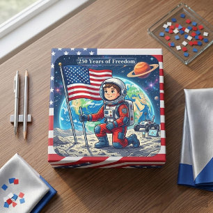 Adesivo Quadrado Bandeira Americana 250 Anos de Liberdade Astronaut