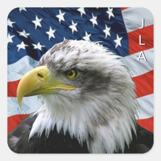 Adesivo Quadrado Bandeira Americana Bald Patriótica Monograma