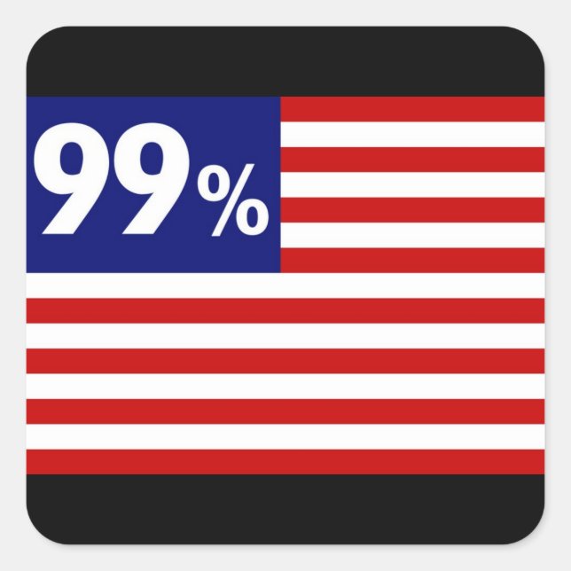 Adesivo Quadrado Bandeira americana de 99% - ocupe Wall Street (Frente)