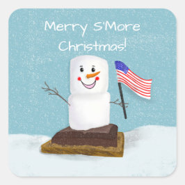 Adesivo Quadrado Bandeira Americana de Marshmellow Patriótico Trenó