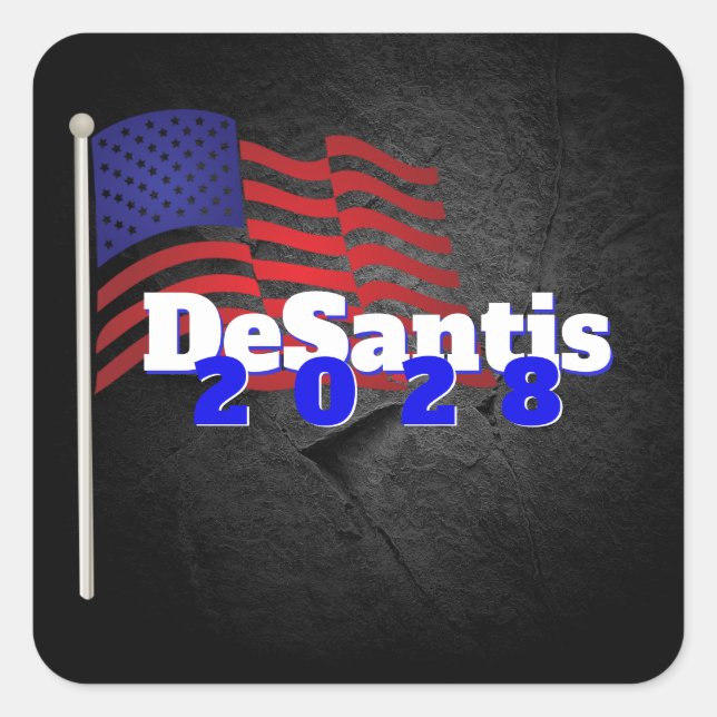 Adesivo Quadrado Bandeira Americana DeSantis 2028 (Frente)