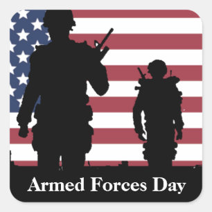Adesivo Quadrado Bandeira Americana do Dia das Forças Armadas dos E