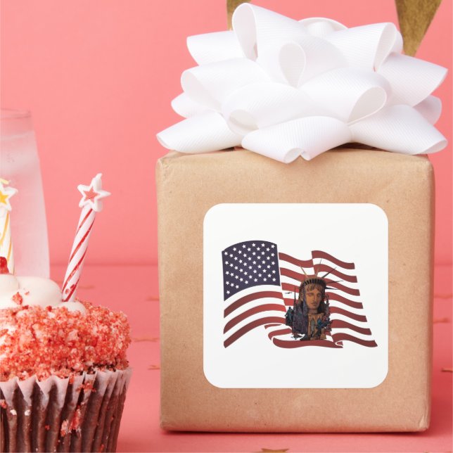 Adesivo Quadrado Bandeira Americana e Estátua da Liberdade (Festa)