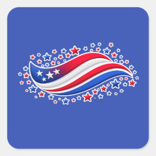 Adesivo Quadrado Bandeira Americana Ondulada Patriótica com Estrela