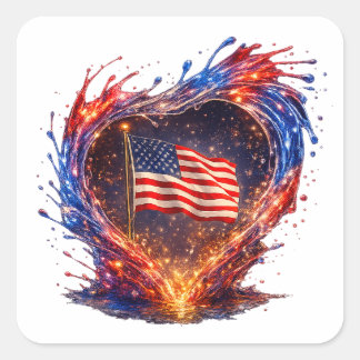 Adesivo Quadrado Bandeira Americana Patriótica