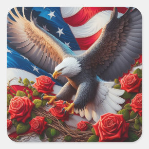 Adesivo Quadrado Bandeira Americana Patriótica e Águia