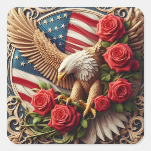 Adesivo Quadrado Bandeira Americana Patriótica e Águia