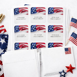 Adesivo Quadrado Bandeira Americana Patriótica Nome da Empresa Pers