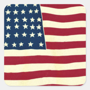 Adesivo Quadrado Bandeira Americana Patriótica Vintage, Quatro de J