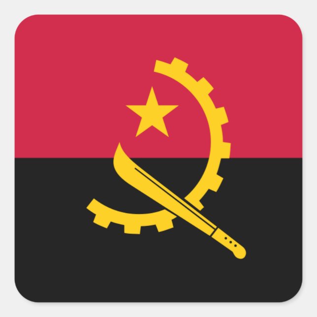 Adesivo Quadrado Bandeira Angolana, Bandeira de Angola (Frente)