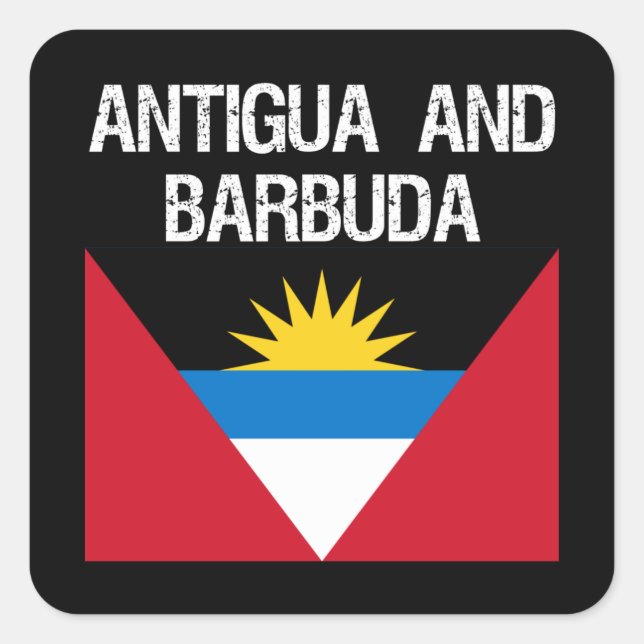 Adesivo Quadrado Bandeira ANTIGUA E BARBUDA (Frente)