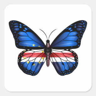 Adesivo Quadrado Bandeira Borboleta de Cabo Verde