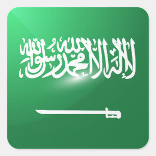 Adesivo Quadrado Bandeira brilhante da Arábia Saudita