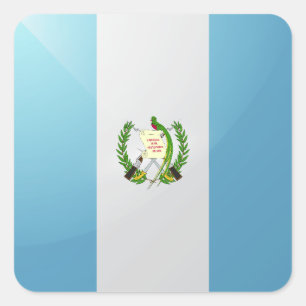 Adesivo Quadrado Bandeira brilhante da Guatemala