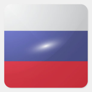 Adesivo Quadrado Bandeira brilhante da Rússia